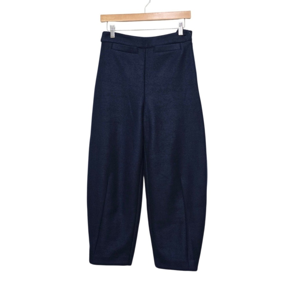 Maeve Anthropologie Navy Blue Knit Barrel Pants High Rise Tapered Size XS Preppy